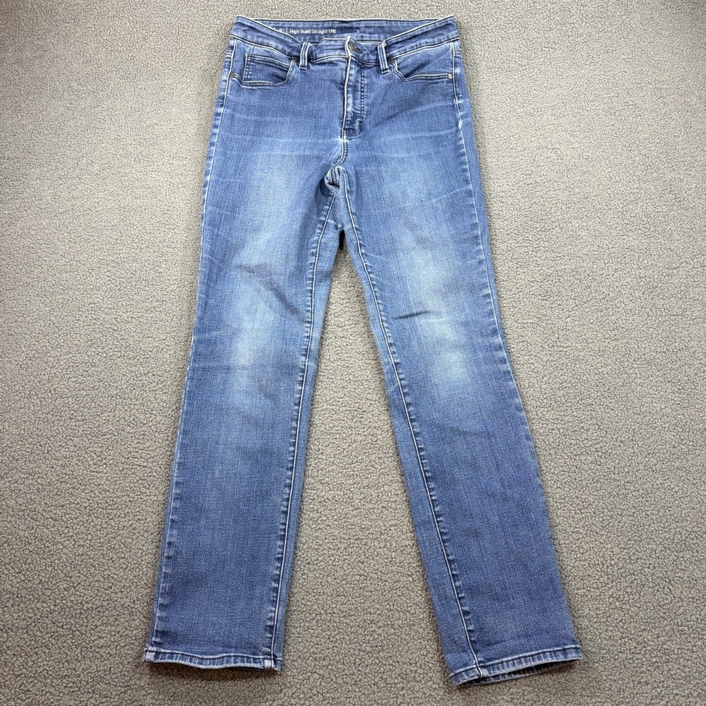 Talbots Jeans Womens 8 Blue Flawless High-Waist Straight-Leg Denim Stretch Pants